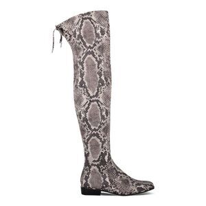 MARC FISHER Womens Gray Snake Tie Humor Round Toe Block Heel Zip-Up Boots 5 M
